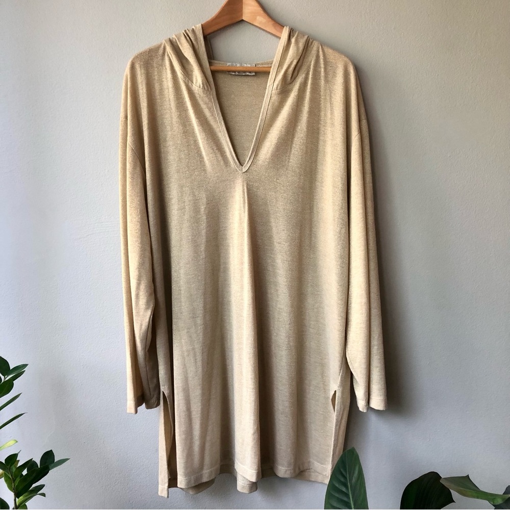 J. Valdi Gold Metallic Swim Coverup with Hood - Picture 10 of 10